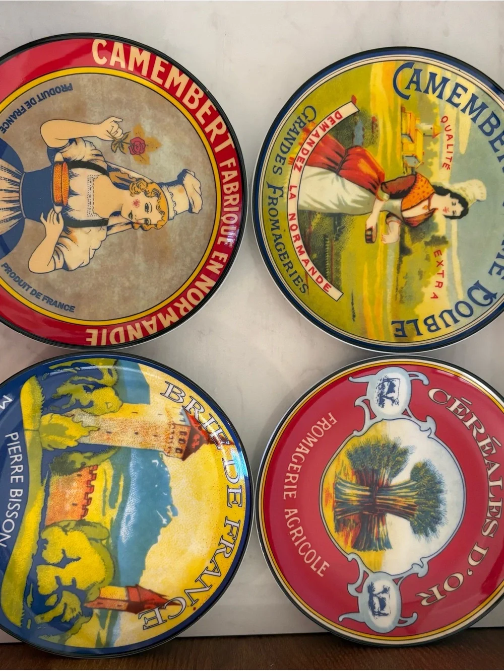 Vintage Pier 1 Decorative Porcelain Cheese Plate Set of 4
